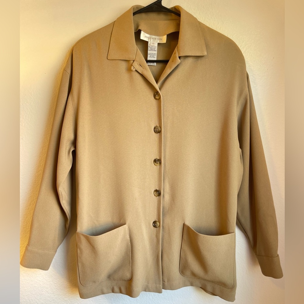 Jones New York Tan‎ Wool-Blend Notch Lapel Blazer Size 8